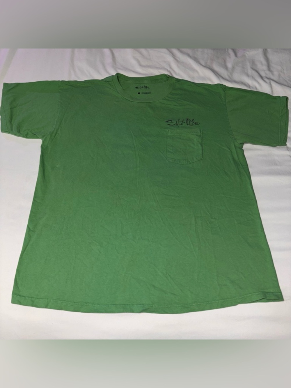 Salt Life Hook, Line & Sinker Back Graphic Pocket Tee in Green Men’s Size XL